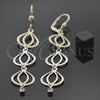 Arete Largo 5.085.006 Oro Laminado, Diseño de Gota, con Blanca Zirconia Cubica, Diamantado, Tres Tonos