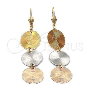 Arete Largo 5.117.015 Oro Laminado, Diamantado, Tres Tonos