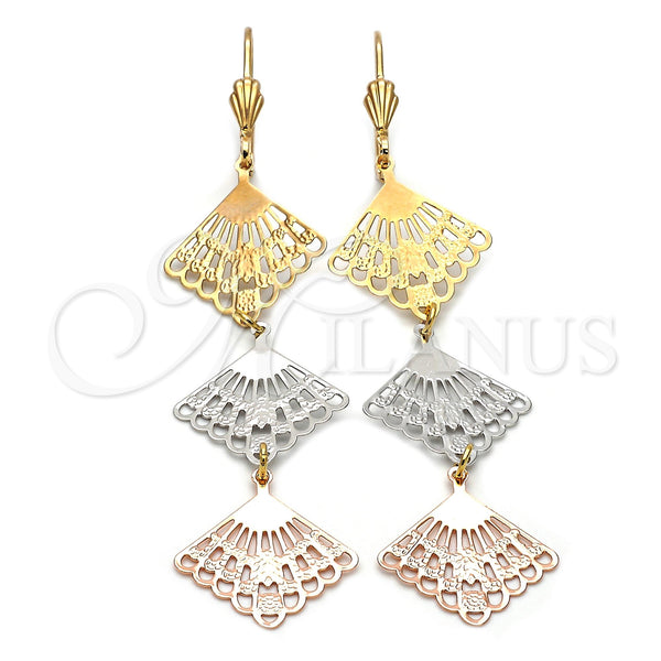 Arete Largo 5.091.011 Oro Laminado, Diamantado, Tres Tonos