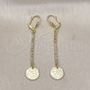 Arete Largo 5.068.004 Oro Laminado, con Blanca Cristal, Diamantado, Tono Dorado