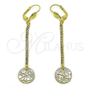 Arete Largo 5.068.004 Oro Laminado, con Blanca Cristal, Diamantado, Tono Dorado