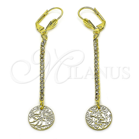 Arete Largo 5.068.004 Oro Laminado, con Blanca Cristal, Diamantado, Tono Dorado
