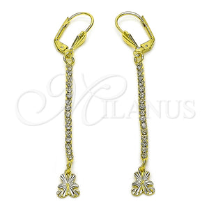 Arete Largo 5.069.001 Oro Laminado, Diseño de Osito, con Blanca Cristal, Diamantado, Tono Dorado