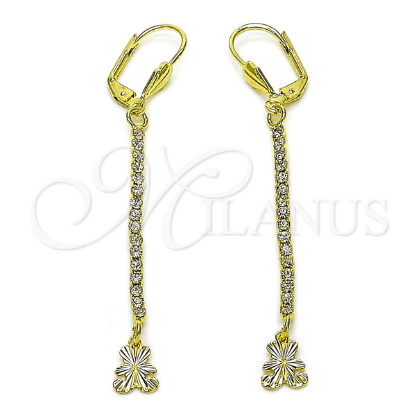 Arete Largo 5.069.001 Oro Laminado, Diseño de Osito, con Blanca Cristal, Diamantado, Tono Dorado