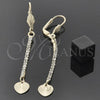 Arete Largo 5.074.008 Oro Laminado, Diseño de Corazón, con Blanca Zirconia Cubica, Diamantado, Tono Dorado