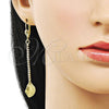 Arete Largo 5.081.012 Oro Laminado, Diseño de Oja, con Blanca Cristal, Diamantado, Tono Dorado