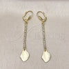 Arete Largo 5.081.012 Oro Laminado, Diseño de Oja, con Blanca Cristal, Diamantado, Tono Dorado
