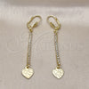 Arete Largo 5.084.010 Oro Laminado, Diseño de Corazón, con Blanca Cristal, Diamantado, Tono Dorado