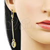 Arete Largo 5.104.008 Oro Laminado, con Blanca Cristal, Pulido, Tono Dorado
