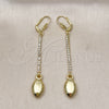 Arete Largo 5.104.008 Oro Laminado, con Blanca Cristal, Pulido, Tono Dorado