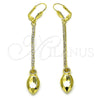 Arete Largo 5.104.008 Oro Laminado, con Blanca Cristal, Pulido, Tono Dorado