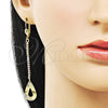 Arete Largo 5.104.017 Oro Laminado, Diseño de Gota, con Blanca Cristal, Diamantado, Tono Dorado