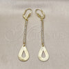 Arete Largo 5.104.017 Oro Laminado, Diseño de Gota, con Blanca Cristal, Diamantado, Tono Dorado