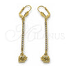 Arete Largo 5.108.001 Oro Laminado, Diseño de Elefante, con Blanca Cristal, Pulido, Tono Dorado
