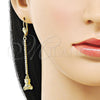 Arete Largo 5.110.002 Oro Laminado, Diseño de Osito, con Blanca Cristal, Pulido, Tono Dorado