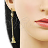 Arete Largo 5.110.002 Oro Laminado, Diseño de Osito, con Blanca Cristal, Pulido, Tono Dorado