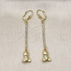 Arete Largo 5.110.002 Oro Laminado, Diseño de Osito, con Blanca Cristal, Pulido, Tono Dorado