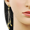 Arete Largo 5.067.010 Oro Laminado, Diseño de Zapato, con Blanca Cristal, Pulido, Tono Dorado