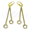 Arete Largo 5.071.006 Oro Laminado, con Blanca Cristal, Diamantado, Tono Dorado