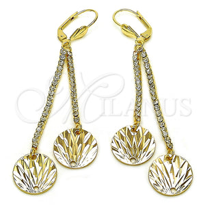 Arete Largo 5.075.009 Oro Laminado, con Blanca Cristal, Diamantado, Tono Dorado