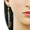 Arete Largo 5.085.003 Oro Laminado, Diseño de Estrella, con Blanca Cristal, Diamantado, Tono Dorado