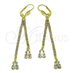Arete Largo 5.085.007 Oro Laminado, Diseño de Osito, con Blanca Cristal, Diamantado, Tono Dorado