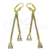Arete Largo 5.085.007 Oro Laminado, Diseño de Osito, con Blanca Cristal, Diamantado, Tono Dorado