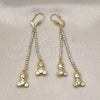 Arete Largo 5.101.006 Oro Laminado, Diseño de Osito, con Blanca Cristal, Pulido, Tono Dorado