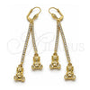 Arete Largo 5.101.006 Oro Laminado, Diseño de Osito, con Blanca Cristal, Pulido, Tono Dorado