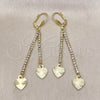 Arete Largo 5.104.004 Oro Laminado, Diseño de Corazón, con Blanca Cristal, Diamantado, Tono Dorado