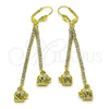 Arete Largo 5.105.002 Oro Laminado, Diseño de Elefante, con Blanca Cristal, Pulido, Tono Dorado