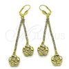 Arete Largo 5.110.003 Oro Laminado, Diseño de Flor, con Blanca Cristal, Pulido, Tono Dorado