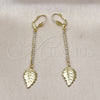 Arete Largo 5.089.013 Oro Laminado, Diseño de Oja, con Blanca Cristal, Pulido, Tono Dorado