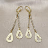 Arete Largo 5.099.003 Oro Laminado, Diseño de Gota, con Blanca Cristal, Diamantado, Tono Dorado