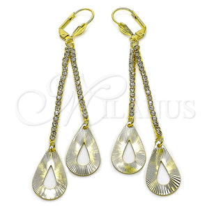 Arete Largo 5.099.003 Oro Laminado, Diseño de Gota, con Blanca Cristal, Diamantado, Tono Dorado