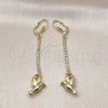 Arete Largo 5.088.003 Oro Laminado, Diseño de Pajaro, con Blanca Cristal, Pulido, Tono Dorado