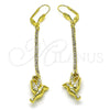 Arete Largo 5.088.003 Oro Laminado, Diseño de Pajaro, con Blanca Cristal, Pulido, Tono Dorado