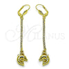 Arete Largo 5.089.008 Oro Laminado, Diseño de Delfín, con Blanca Cristal, Pulido, Tono Dorado