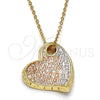 Dije Elegante 5.181.022 Oro Laminado, Diseño de Corazón, Diamantado, Tres Tonos