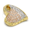 Dije Elegante 5.181.022 Oro Laminado, Diseño de Corazón, Diamantado, Tres Tonos