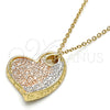 Dije Elegante 5.181.022 Oro Laminado, Diseño de Corazón, Diamantado, Tres Tonos