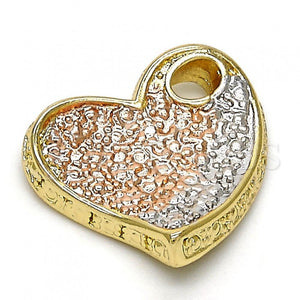 Dije Elegante 5.181.022 Oro Laminado, Diseño de Corazón, Diamantado, Tres Tonos