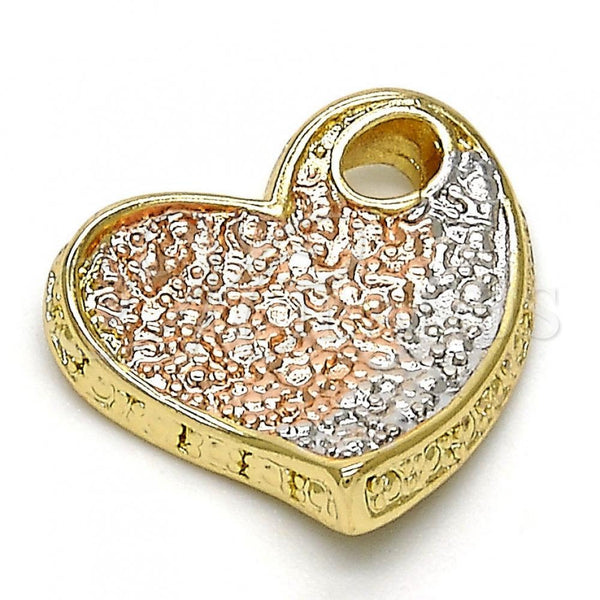 Dije Elegante 5.181.022 Oro Laminado, Diseño de Corazón, Diamantado, Tres Tonos