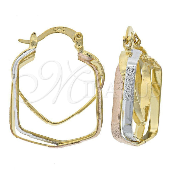 Argolla Mediana 02.96.0073 Oro Laminado, Diamantado, Tres Tonos