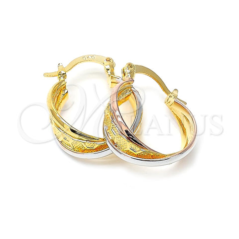 Argolla Pequeña 5.157.025 Oro Laminado, Diamantado, Tres Tonos