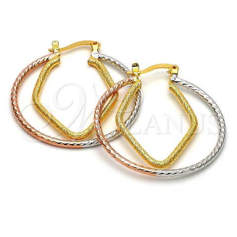 Argolla Mediana 5.146.004 Oro Laminado, Diamantado, Tres Tonos