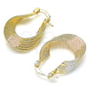 Argolla Pequeña 5.158.010.20 Oro Laminado, Diseño de Torcido, Diamantado, Tres Tonos