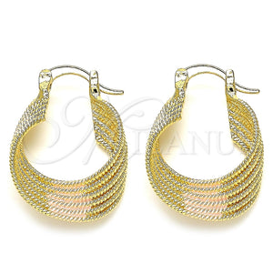 Argolla Pequeña 5.158.010.20 Oro Laminado, Diseño de Torcido, Diamantado, Tres Tonos