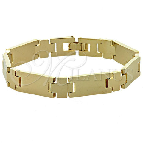 Pulsera Solida 03.63.0524 Oro Laminado, Pulido, Tono Dorado (10 MM Thickness, 8 Inches Length)