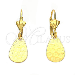 Arete Colgante 5.084.017 Oro Laminado, Diseño de Gota, Diamantado, Tono Dorado